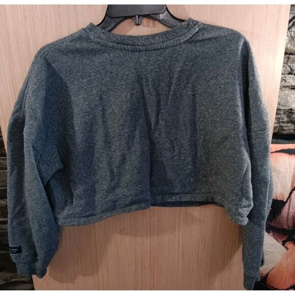 Calvin Klein Sz S Crop Sweatshirt Crewneck Gray Long Sleeve Performance Logo - Picture 4 of 5